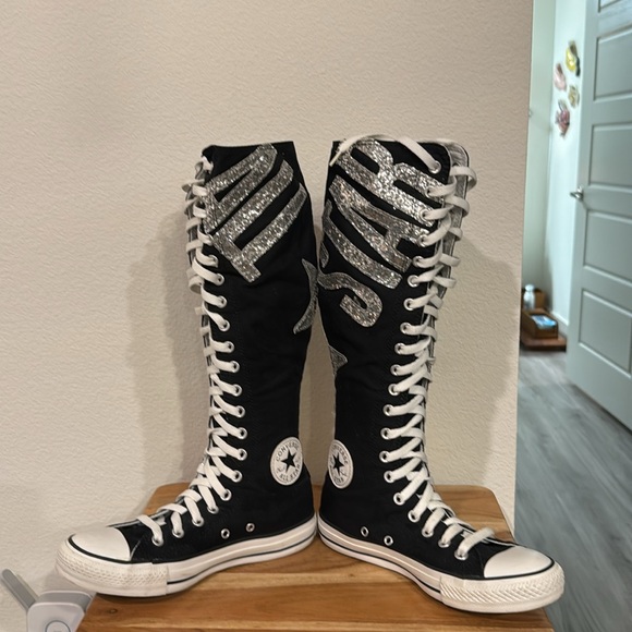 FIRM - Converse All Star Glitter Chuck Taylor Tall Knee High Sneakers - Picture 2 of 12